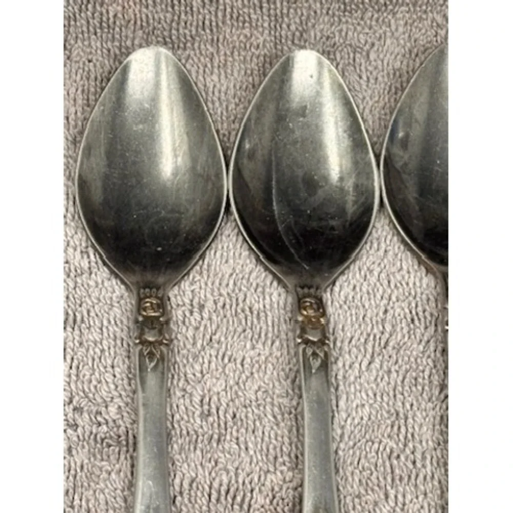 Vtg National Stainless Flatware Set 22pc Silverware Rose Floral Pattern Korea